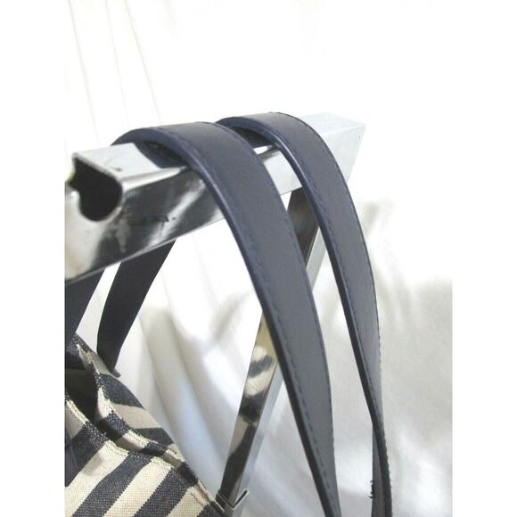 EUC! The Limited Large Navy & Ivory Striped Canvas Bow Shoulder Tote Handbag - Picture 6 of 11